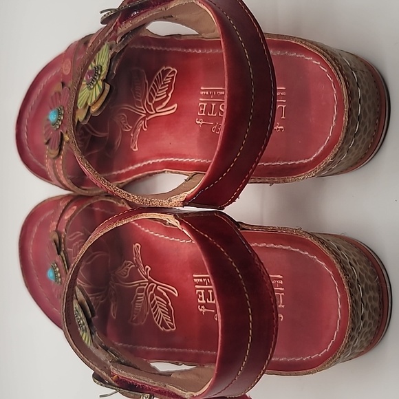 L'ARTISTE 🌺🌼 Goodie Sandal sz8.5 embellished leather handcrafted SPRING … - Picture 8 of 12